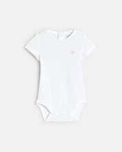 Zestaw prezentowy - Smoczek LUU Kids French Lavender + Fioletowy rampers i body dla dziewczynki OKAIDI
