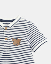 Zestaw prezentowy - Smoczek LUU Kids Cloudy Blue + Rampers w paski dla chłopca OKAIDI
