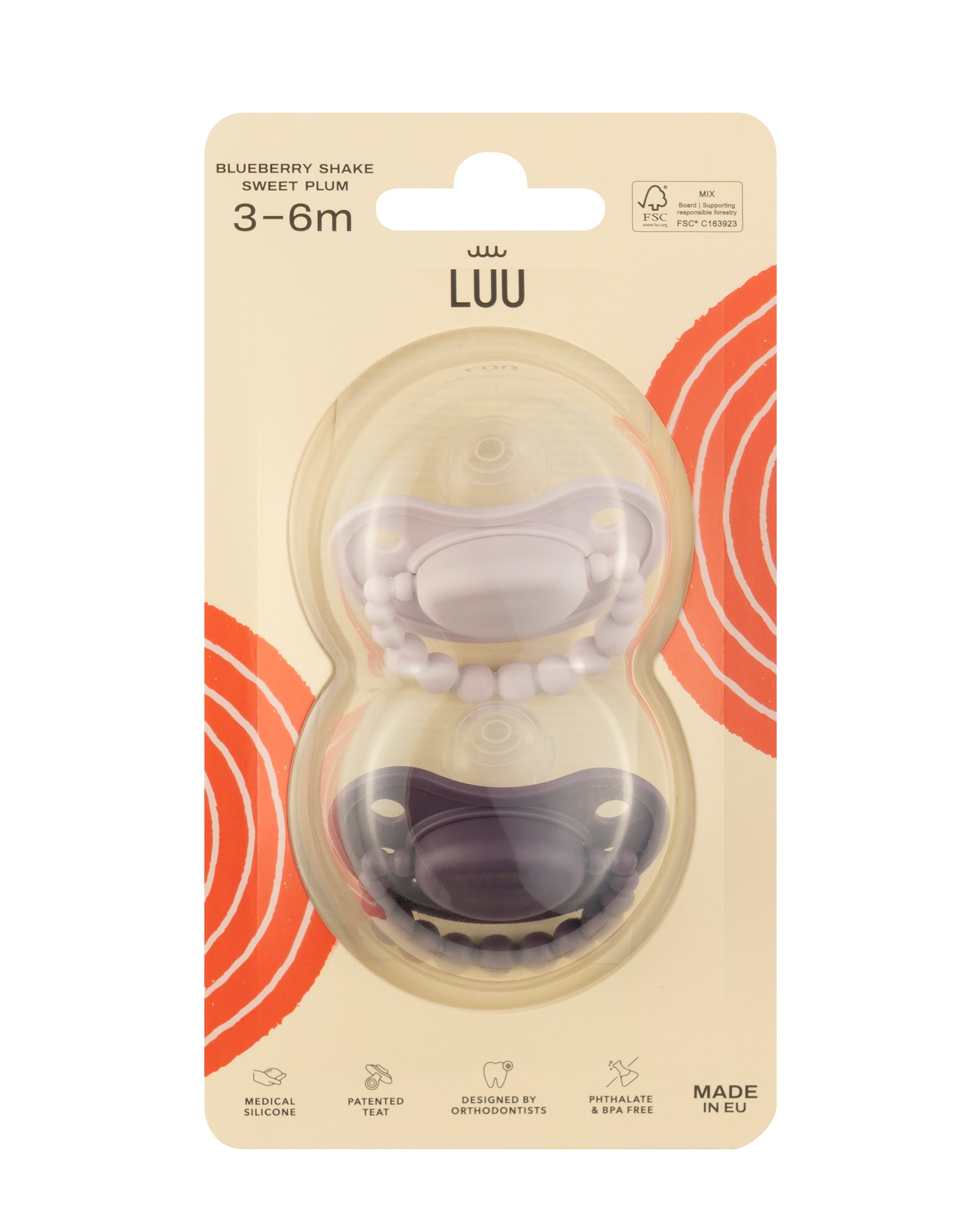 Zestaw smoczków LUU Kids Blueberry Shake i Sweet Plum dwupak