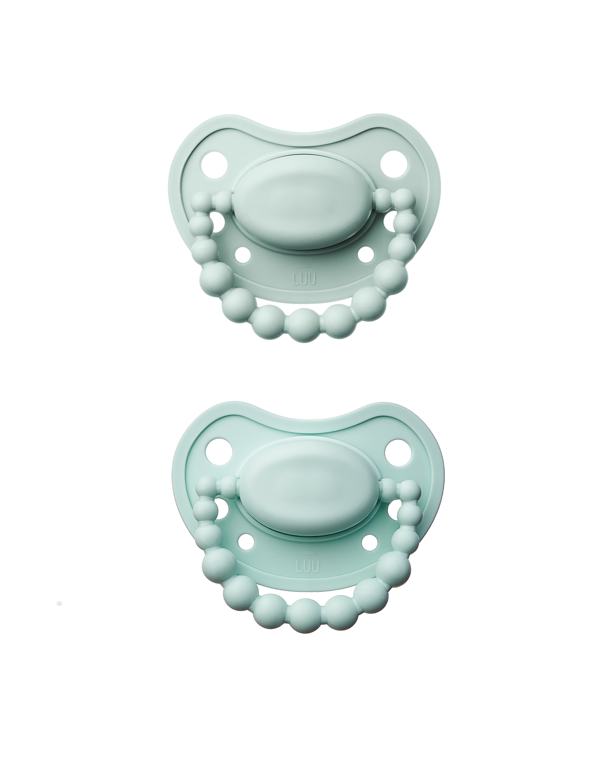 Zestaw smoczków LUU Kids Frozen Sage i Vivid Mint tarczka przód
