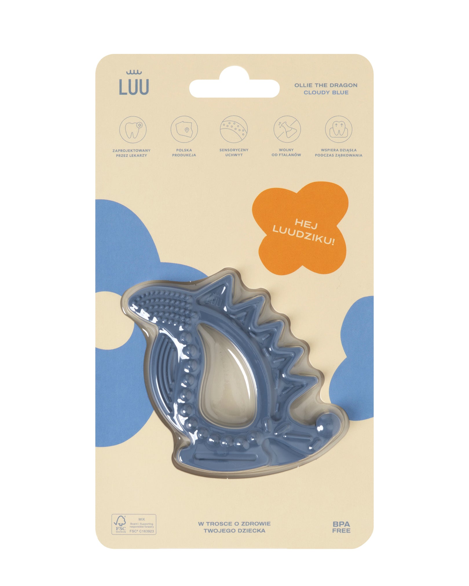 Gryzak Ollie The Dragon Cloudy Blue opakowanie przód