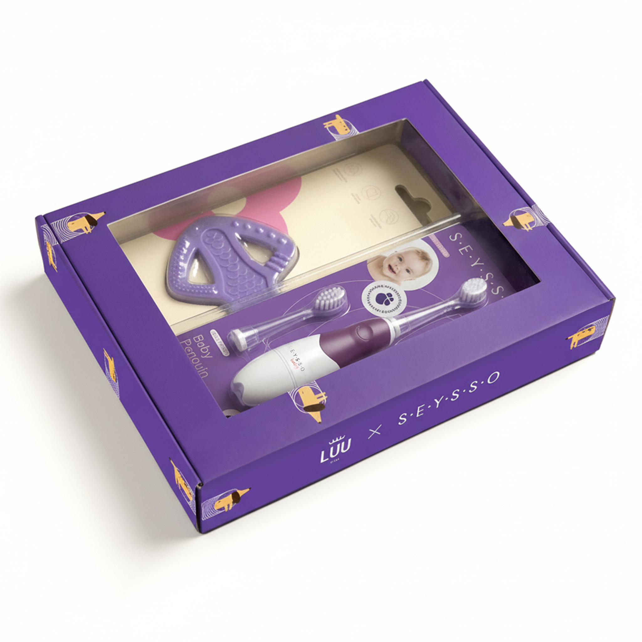 Zestaw Gryzak LUU Kids Gigi the Fish Purple Szczoteczka Soniczna SEYSSO Baby Penguin